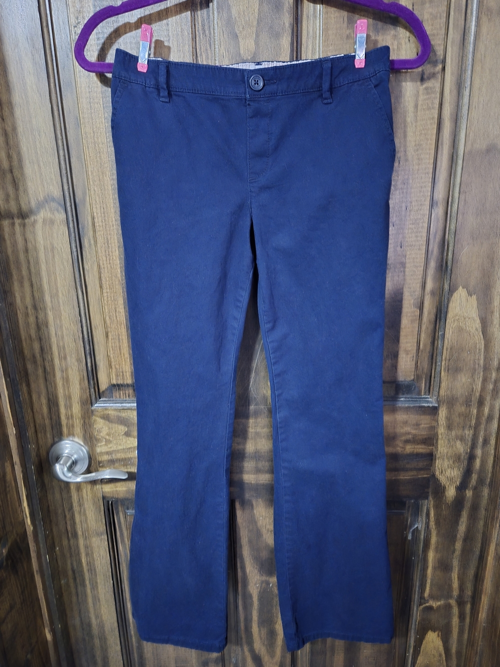 GAP Navy Kids Button-Front Pants with Light Pink Lining
